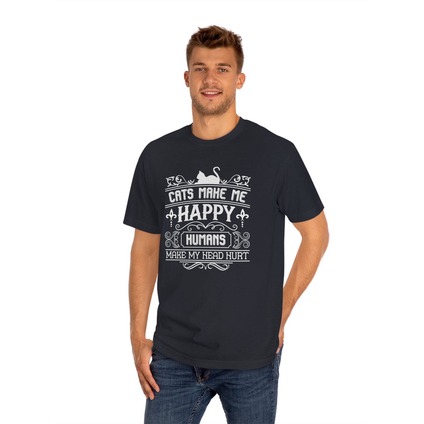 Cat makes me happy Unisex Classic Tee