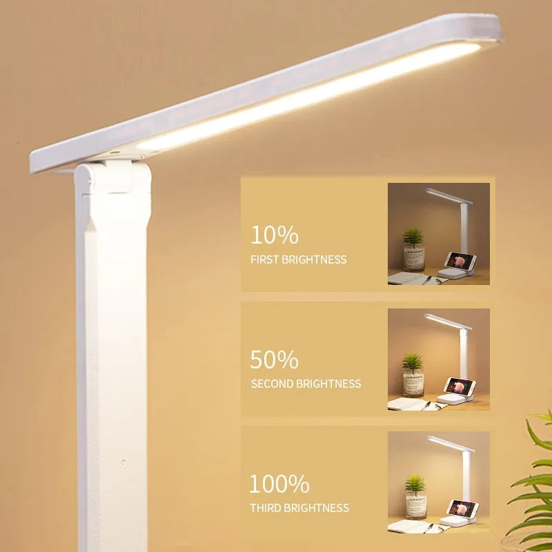 LED Table Lamp Eyes Protection Touch Dimmable LED Reading Light Student Dormitory Bedroom Reading USB Rechargable Desk Lamp