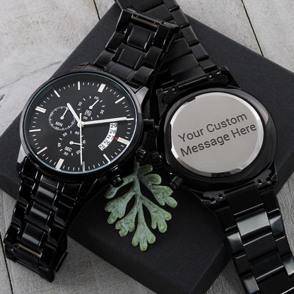 Customizable Engraved Black Chronograph Watch. - Shop 4 Me