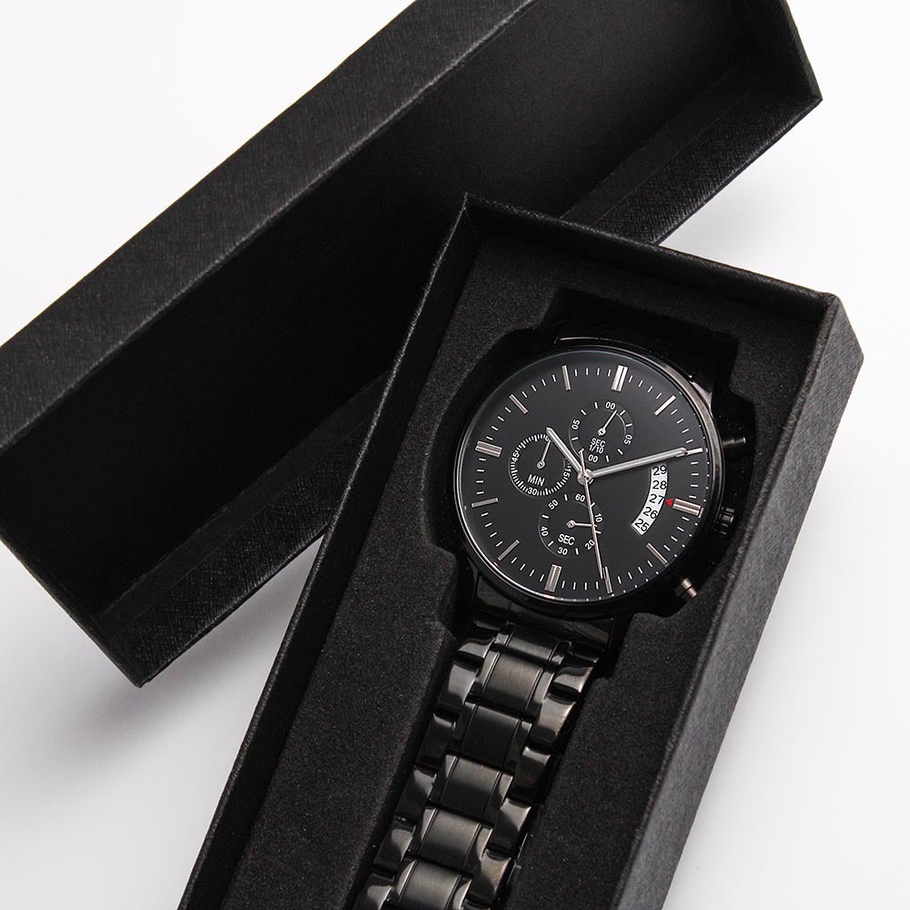 Customizable Engraved Black Chronograph Watch. - Shop 4 Me