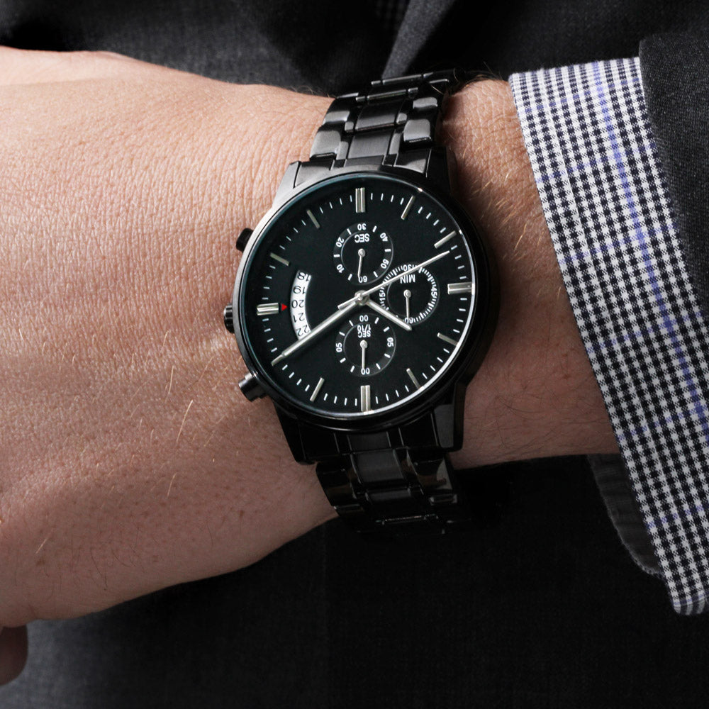 Customizable Engraved Black Chronograph Watch. - Shop 4 Me