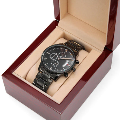 Customizable Engraved Black Chronograph Watch. - Shop 4 Me