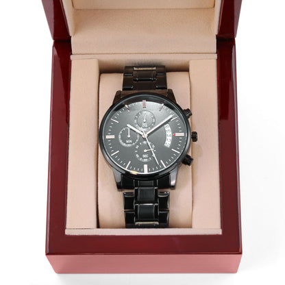 Customizable Engraved Black Chronograph Watch. - Shop 4 Me