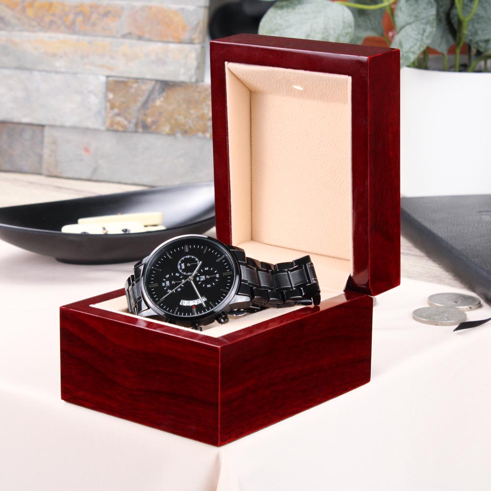 Customizable Engraved Black Chronograph Watch. - Shop 4 Me