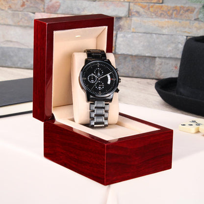 Customizable Engraved Black Chronograph Watch. - Shop 4 Me