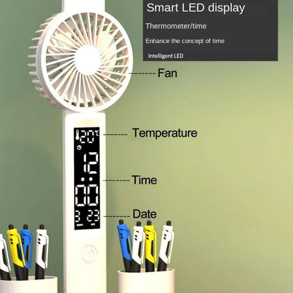 Rechargeable Table Lamp for Study, Desk Lamp Reading Light Led Table Light with Fan, Led Clock Dispaly Reading Lamp