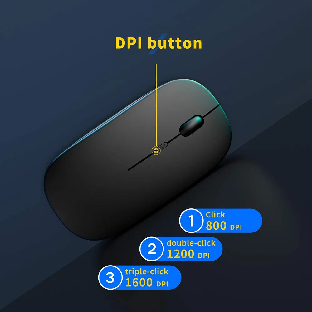 Wireless Rechargeable Mouse for Laptop Computer PC,  Slim Mini Noiseless Cordless Mouse, 2.4G Mice for Home/Office - Shop 4 Me