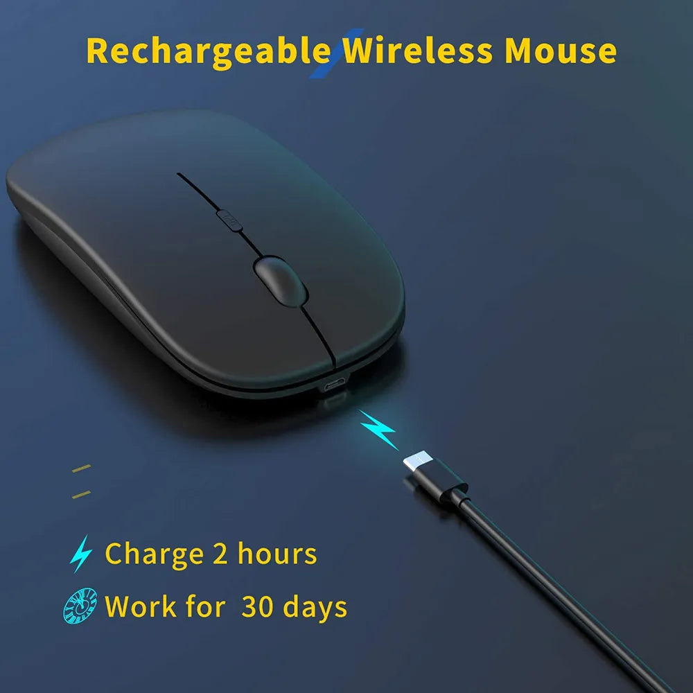 Wireless Rechargeable Mouse for Laptop Computer PC,  Slim Mini Noiseless Cordless Mouse, 2.4G Mice for Home/Office - Shop 4 Me